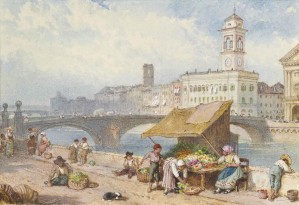 Small market along a river